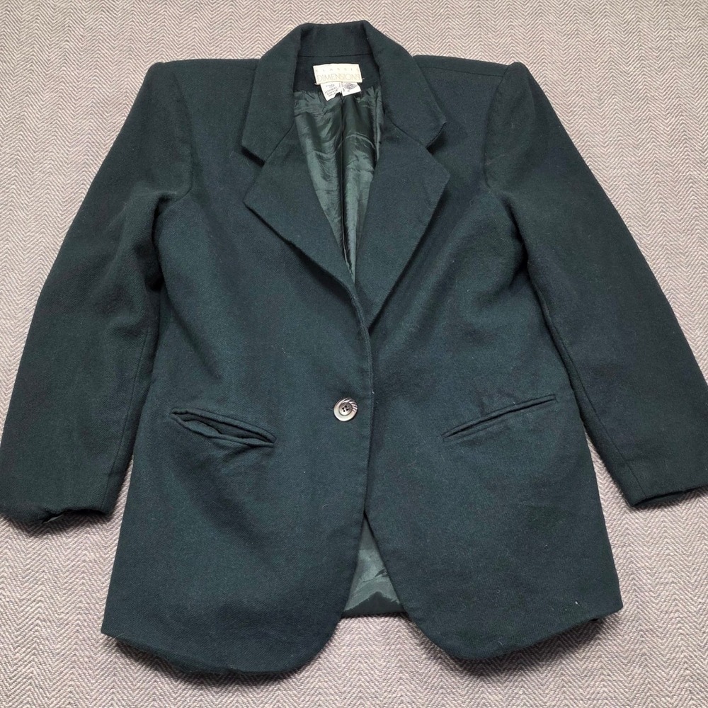 Classic Dimensions Vintage 100% Wool Blazer Forest Green 10 8300B Single Button